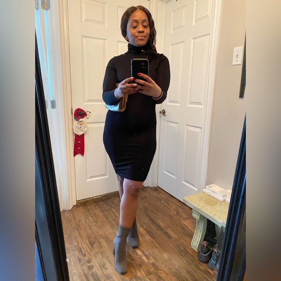 All Black Turtle Neck Dress - Picture 2 of 7